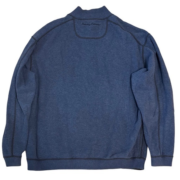 Tommy Bahama Blue Charcoal‎ Flip Coast Half-Zip Reversible Sweater Sz XL - Picture 3 of 5